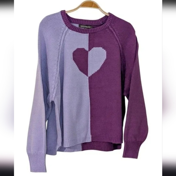 Kate & Mallory Two-Tone Purple Heart Sweater - Picture 2 of 15